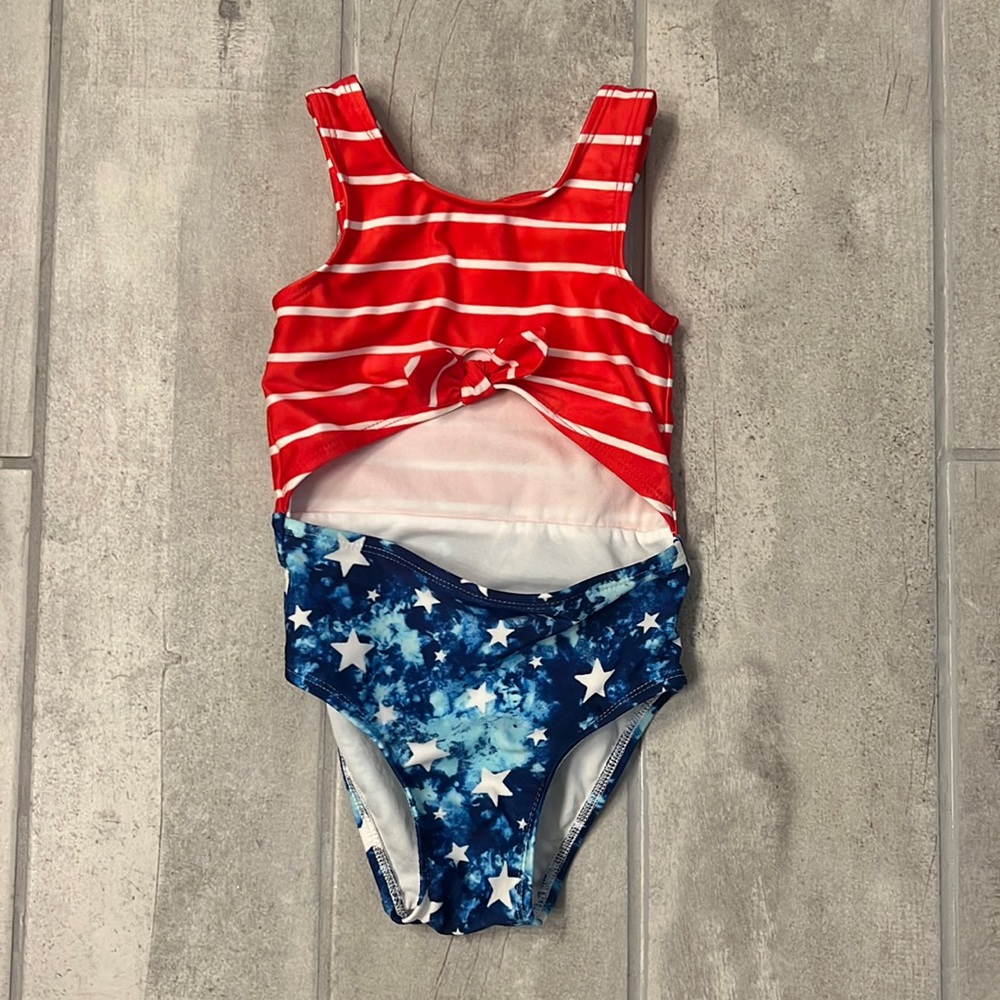 Cat & Jack Toddler Girls 2T Red White & Blue Swimsuit